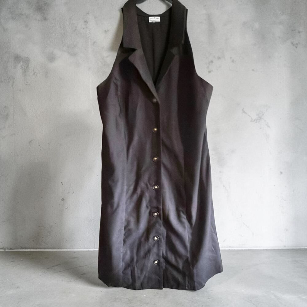 Monteau Los Angeles Black Linen Blend Halter Dress Size Medium NWOT